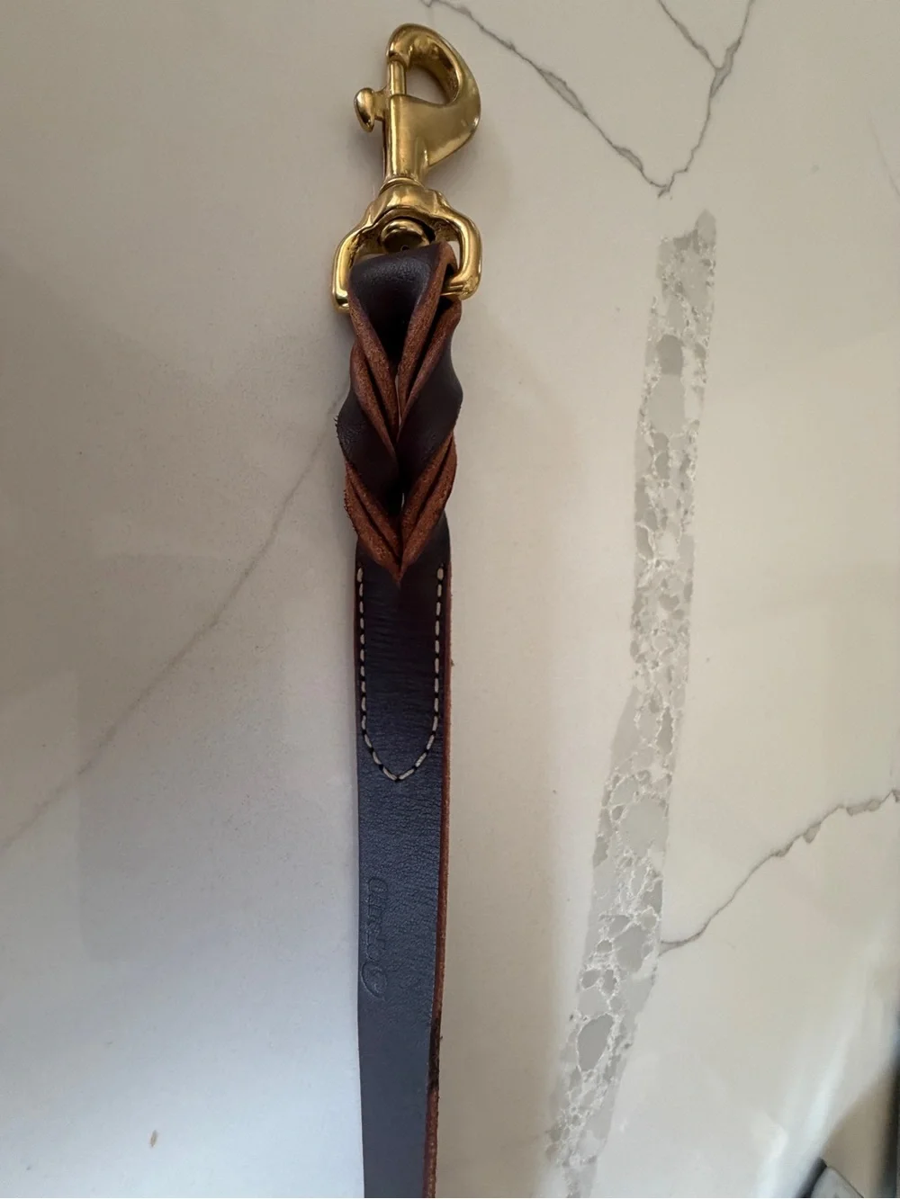 Circle T Brown Leather Dog Leash and Collar Set with Gold Hardware